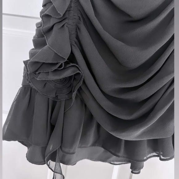 NWT ZARA Ruffled Dress with Flower  Black Mini Dress Romantic Feminine Straps - Picture 12 of 12